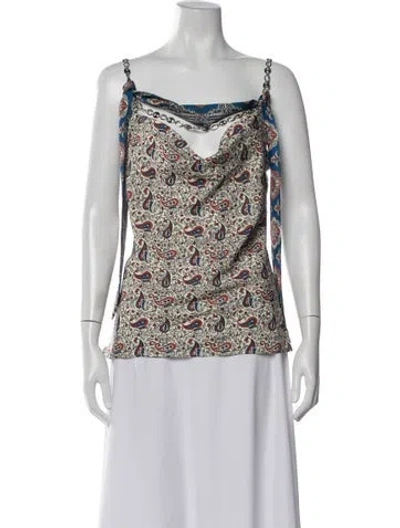 Pre-owned Rabanne Paisley Print Cowl Neck Top In Multi