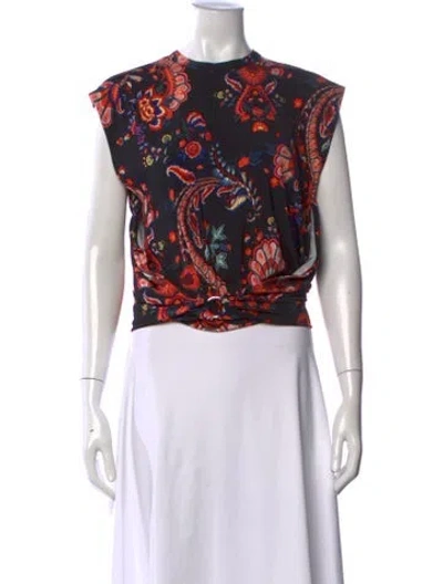 Pre-owned Rabanne Paisley Print Crew Neck Top W/ Tags In Red