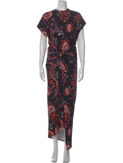 Pre-owned Rabanne Paisley Print Long Dress In Black