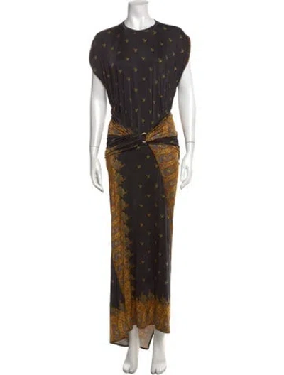 Pre-owned Rabanne Paisley Print Long Dress In Black