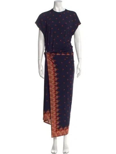 Pre-owned Rabanne Paisley Print Long Dress In Blue