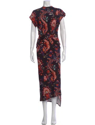 Pre-owned Rabanne Paisley Print Long Dress In Red