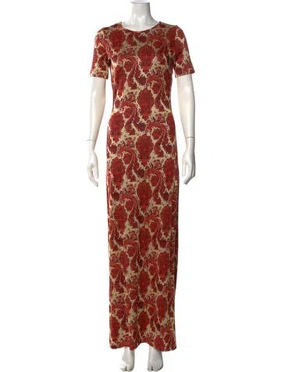 Pre-owned Rabanne Paisley Print Long Dress In Red