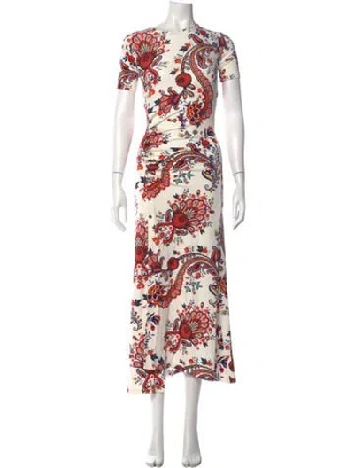 Pre-owned Rabanne Paisley Print Long Dress In White
