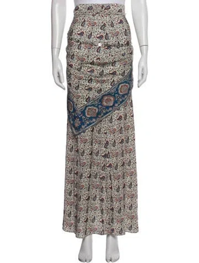 Pre-owned Rabanne Paisley Print Long Skirt W/ Tags In White