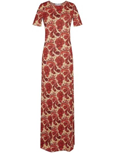 Rabanne Maxikleid Mit Paisley-print In Red