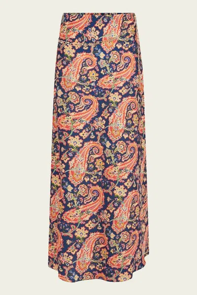 Rabanne Paisley-print Maxi Skirt In Cachemire Navy In Blue