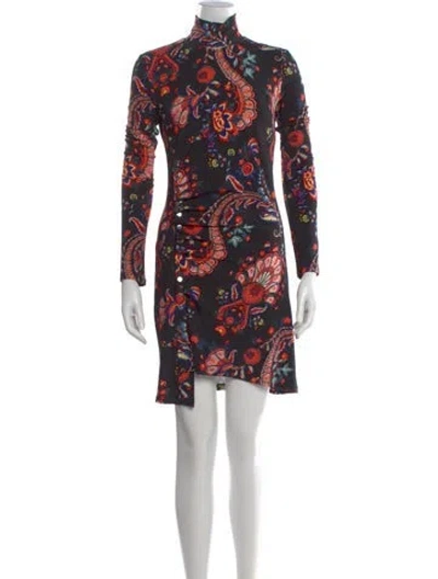 Pre-owned Rabanne Paisley Print Mini Dress In Black