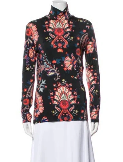 Pre-owned Rabanne Paisley Print Turtleneck Top In Multi