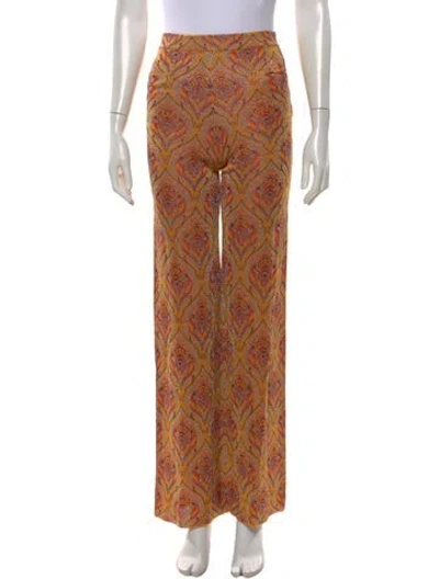 Pre-owned Rabanne Paisley Print Wide Leg Pants In Metallic/orange