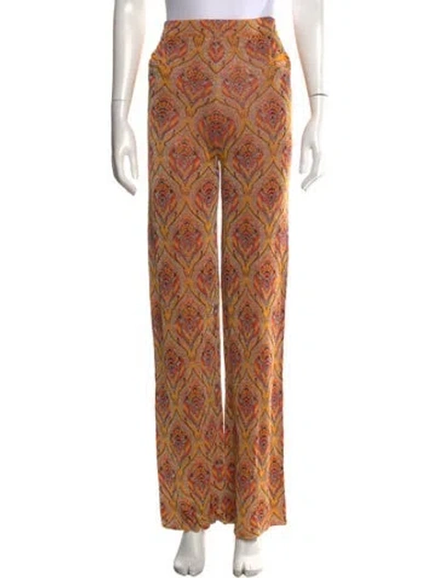 Pre-owned Rabanne Paisley Print Wide Leg Pants In Yellow