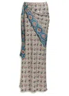 Rabanne Printed Satin Midi Skirt In Multi