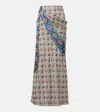 Rabanne Printed Satin Midi Skirt In Multi