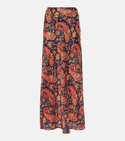 Rabanne Paisley Satin Maxi Skirt In Multicoloured