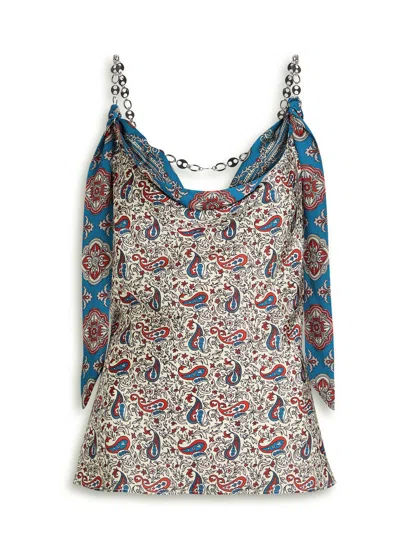 RABANNE RABANNE PAISLEY SATIN TOP