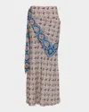 Rabanne Printed Satin Midi Skirt In Multi