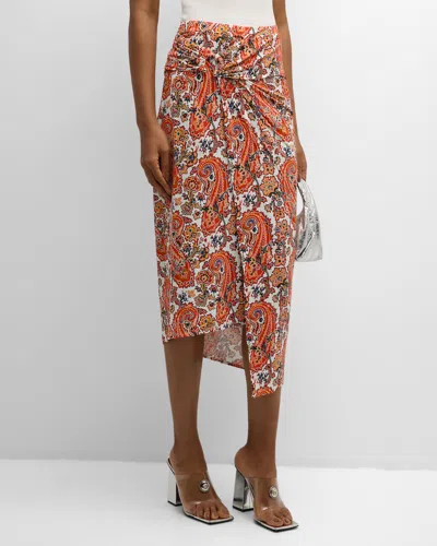 Rabanne Paisley U-ring Wrap Midi Skirt In Paisley Terracotta