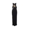 Rabanne Embellished Ribbed Stretch-cotton Midi Dress In Black