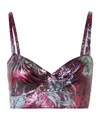 Rabanne Cropped Printed Chainmail Top In Multi
