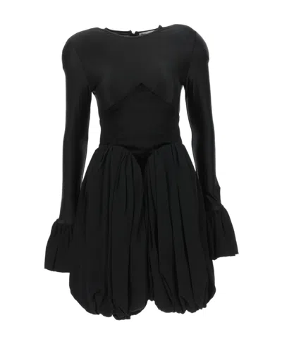 Rabanne Panelled Flare Dress In Black