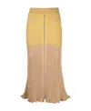 Rabanne Bicolored Ribbed Knitted Midi Skirt In Nude