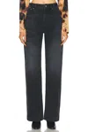 Rabanne Pantalon Straight Leg In Used Black Denim