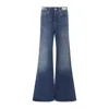 Rabanne Blue Dark Denim Cotton Wide Leg Pants In Blue