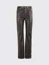 Rabanne Leather Pants With Central Button Closure In Black
