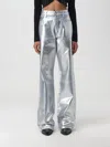 Rabanne Metallic High-rise Straight Pants In Silver