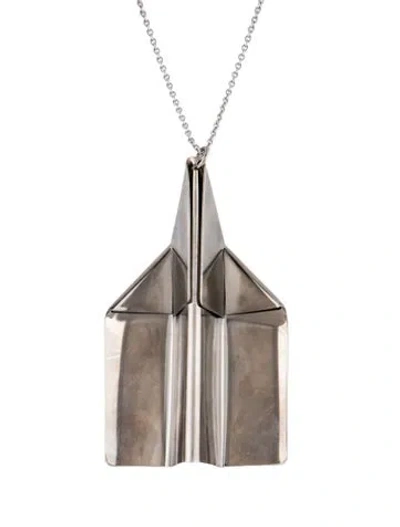 Pre-owned Rabanne Paper Plane Pendant Necklace, 24" In Multicolor