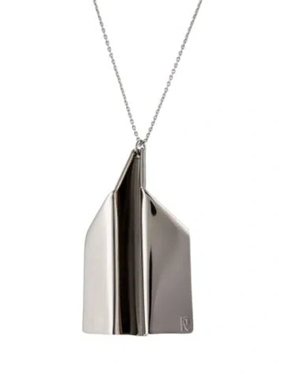 Pre-owned Rabanne Paper Plane Pendant Necklace, 24.75" In Multi
