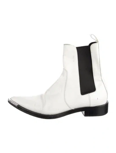 Pre-owned Rabanne Patent Leather Chelsea Boots In White