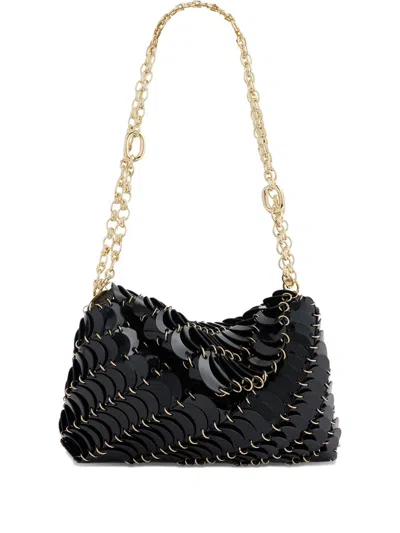 Rabanne Patent Paco Leather Shoulder Bag In Black