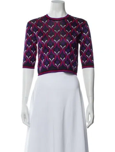 Pre-owned Rabanne Patterned Crew Neck Top W/ Tags In Blue