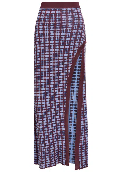 Rabanne Patterned Fine-knit Midi Skirt In Multi