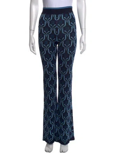 Pre-owned Rabanne Patterned Flared Pants In Blue