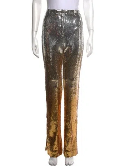 Pre-owned Rabanne Patterned Flared Pants In Gold/silver