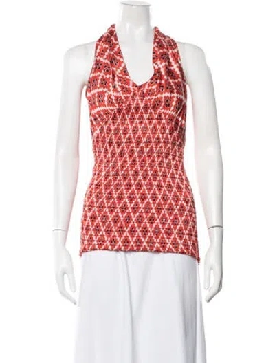 Pre-owned Rabanne Patterned Halterneck Top In Red