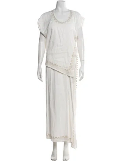 Pre-owned Rabanne Patterned Long Dress In White