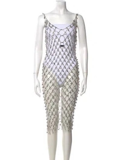Pre-owned Rabanne Patterned Midi Length Dress W/ Tags In Metallic/silver