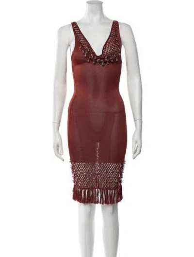 Pre-owned Rabanne Patterned Mini Dress In Red