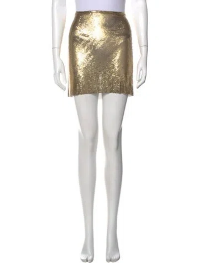 Pre-owned Rabanne Patterned Mini Skirt W/ Tags In Gold