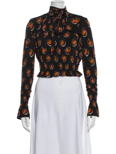 Pre-owned Rabanne Patterned Tie Neck Blouse In Multi