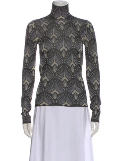 Pre-owned Rabanne Patterned Turtleneck Top In Gray