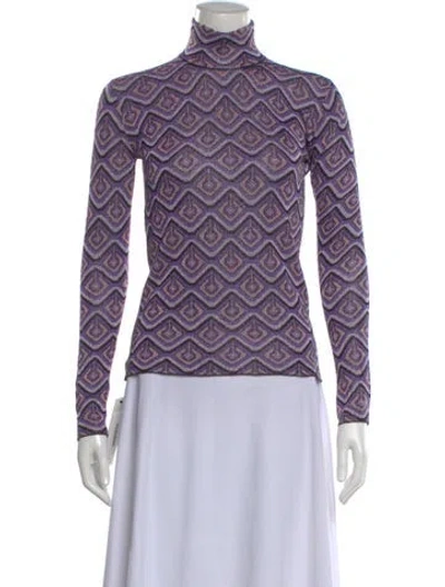 Pre-owned Rabanne Patterned Turtleneck Top In Purple