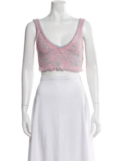Pre-owned Rabanne Patterned V-neck Crop Top In Pink