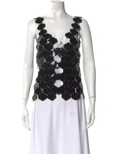 Pre-owned Rabanne Patterned V-neck Top In Black