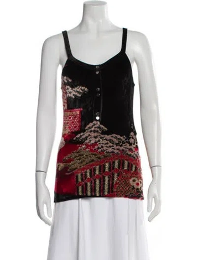 Pre-owned Rabanne Patterned V-neck Top In Black