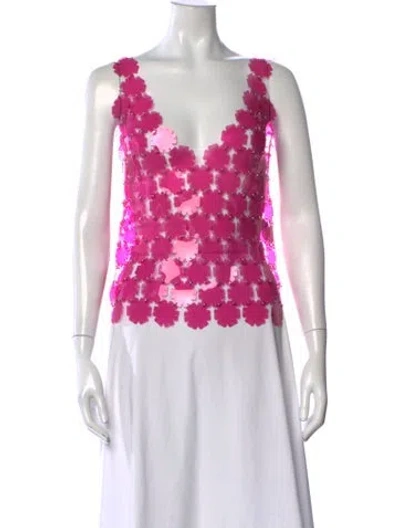 Pre-owned Rabanne Patterned V-neck Top In Pink
