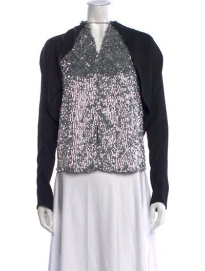 Pre-owned Rabanne Patterned V-neck Top W/ Tags In Black